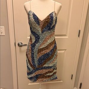 Aidan Mattox Sequin Wave Mini Dress